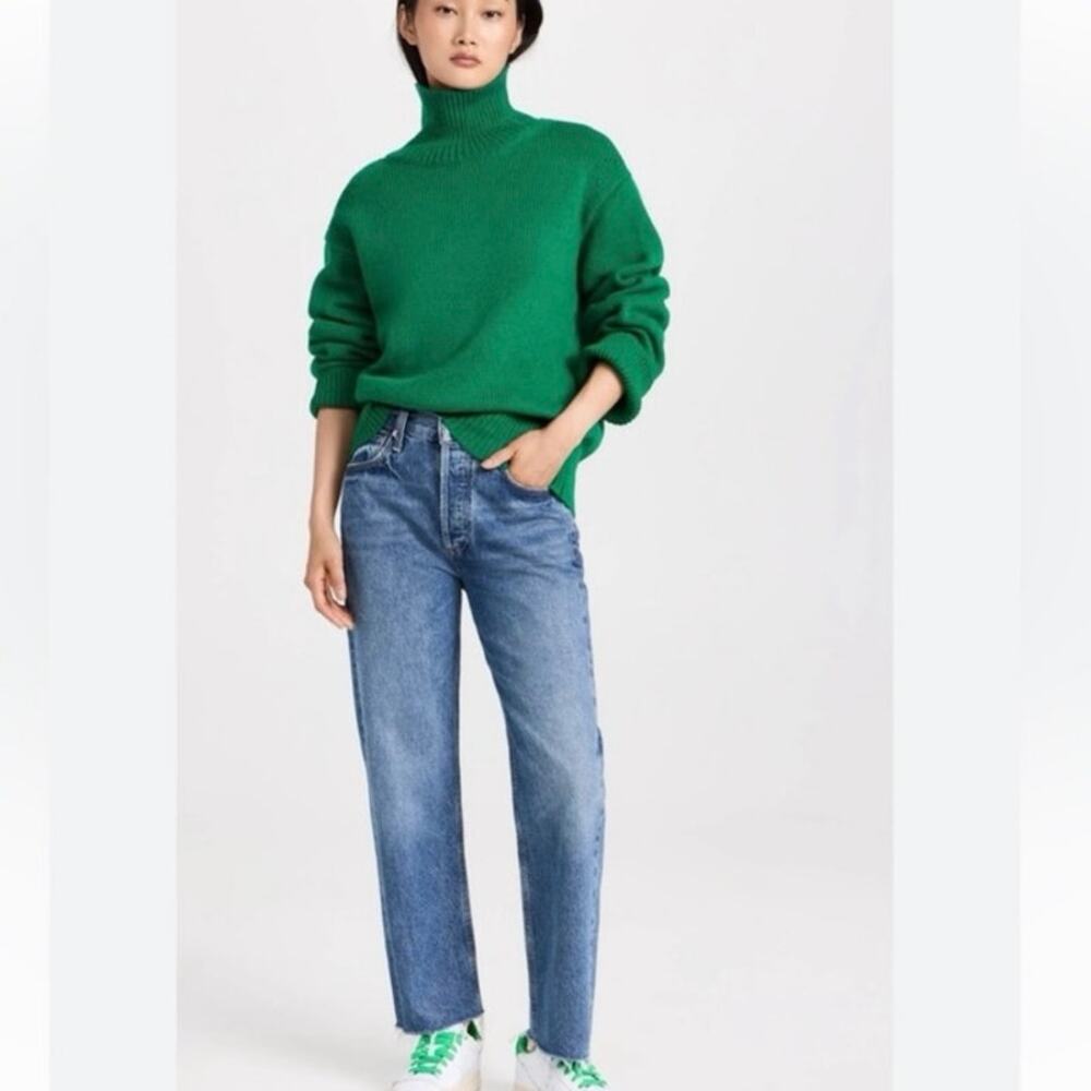 Alex Mill Betty Turtleneck in Wool in Evergreen Oversized Size XS